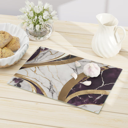 Tempered Glass Marble Cutting Board | Plum-Gold-Ivory