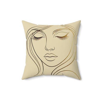 Gold Line Art Spun Polyester Pillow