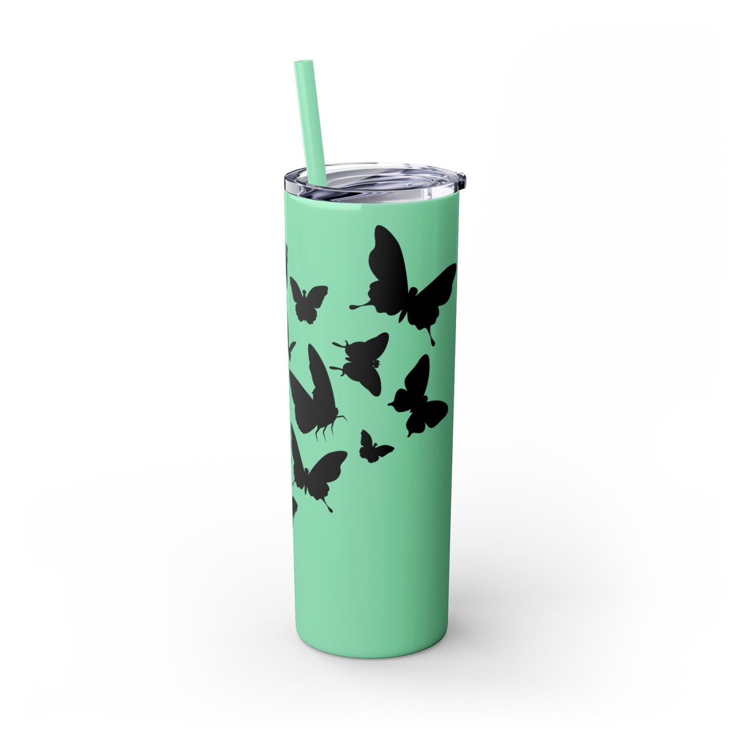 Tumbler with Black Butterflies Graphic Design, 20oz