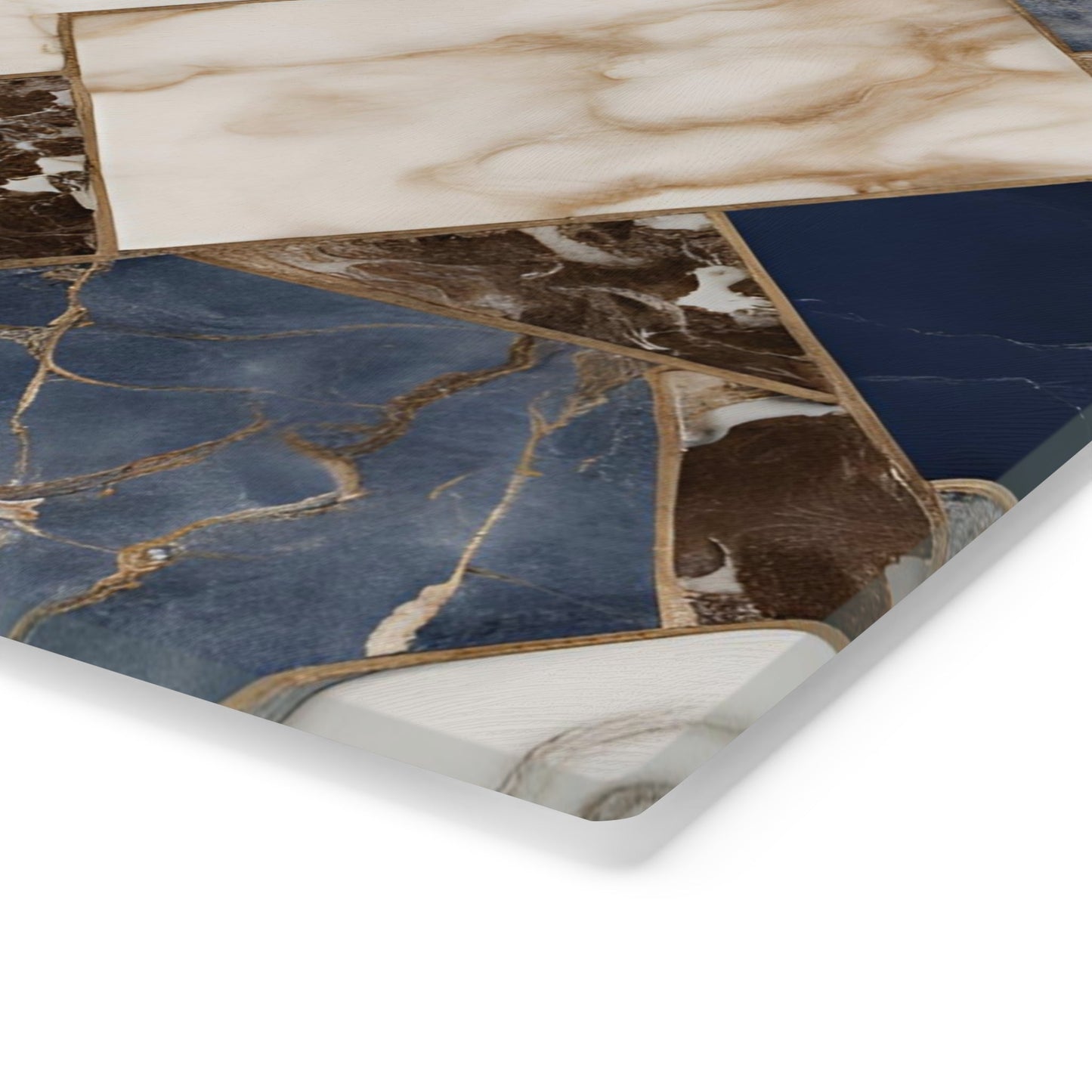 Tempered Glass Marble Cutting Board | Blue-Brown-Cream