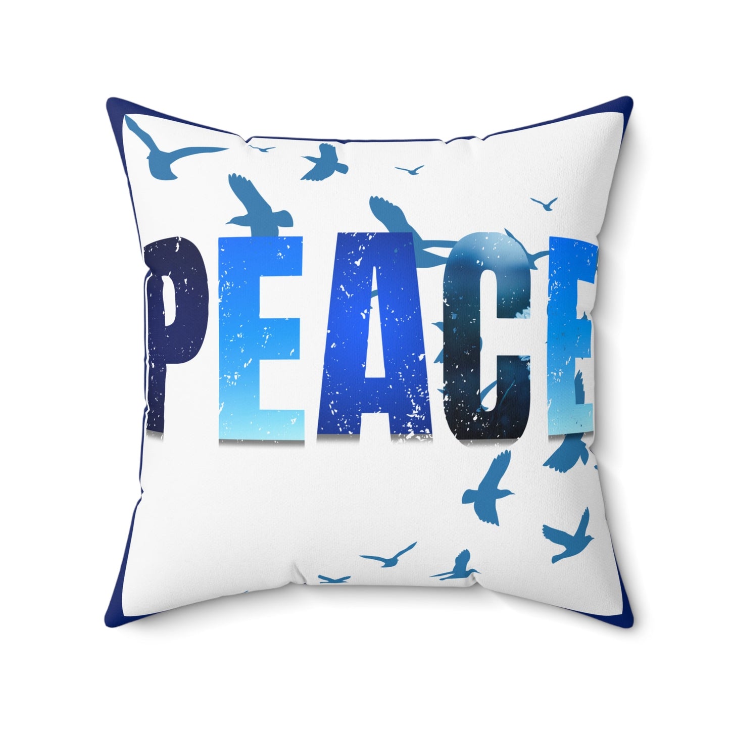 Peace Square Pillow with Birds