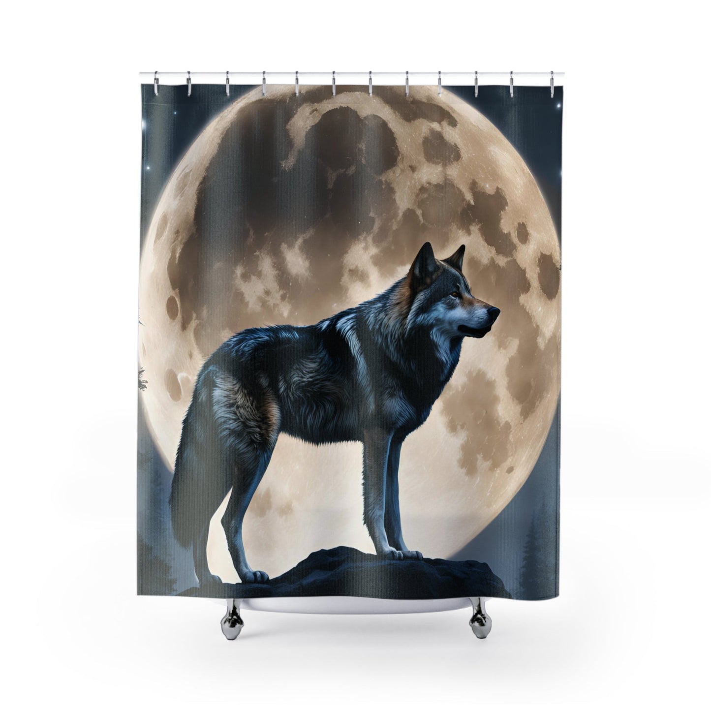 Lunar Wolf Shower Curtain