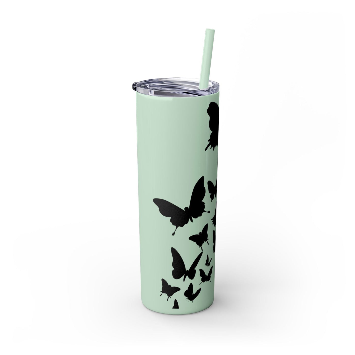 Tumbler with Black Butterflies Graphic Design, 20oz