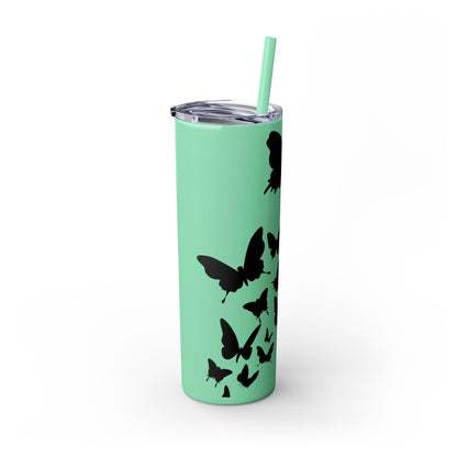 Tumbler with Black Butterflies Graphic Design, 20oz