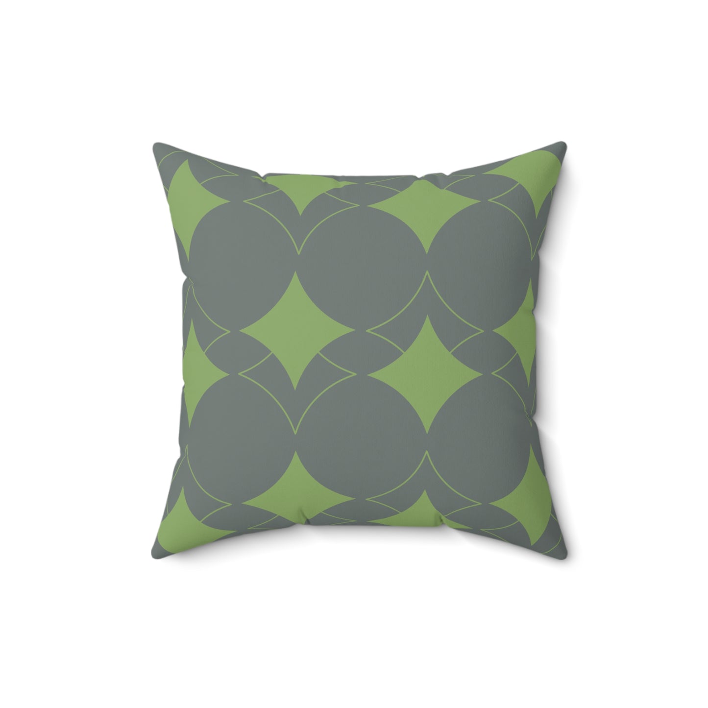 Decorative Pillow Cover | Modern Geometric Green and Gray Diamond Design