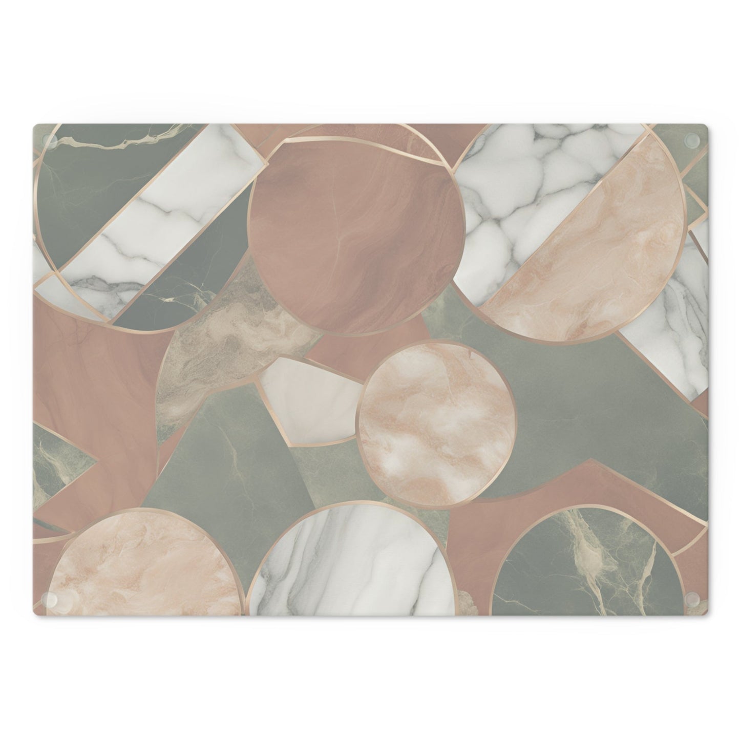 Tempered Glass Marble Cutting Board | Green-Terracotta-Beige