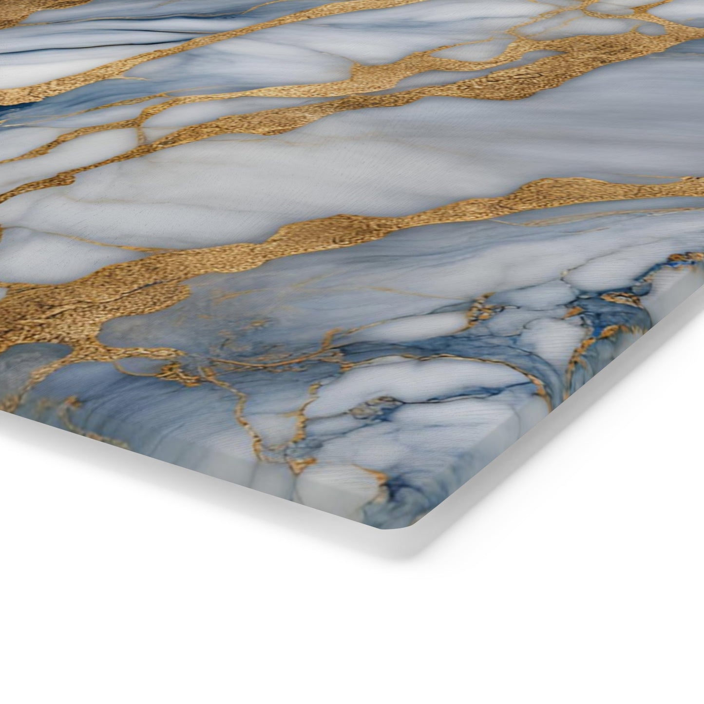 Tempered Glass Marble Cutting Board | Blue-White-Gold