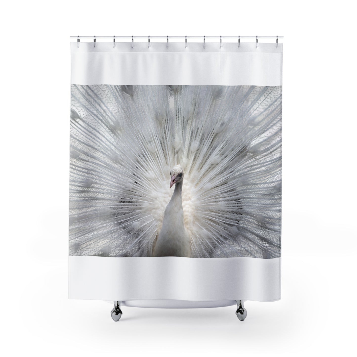 White Peacock Shower Curtain