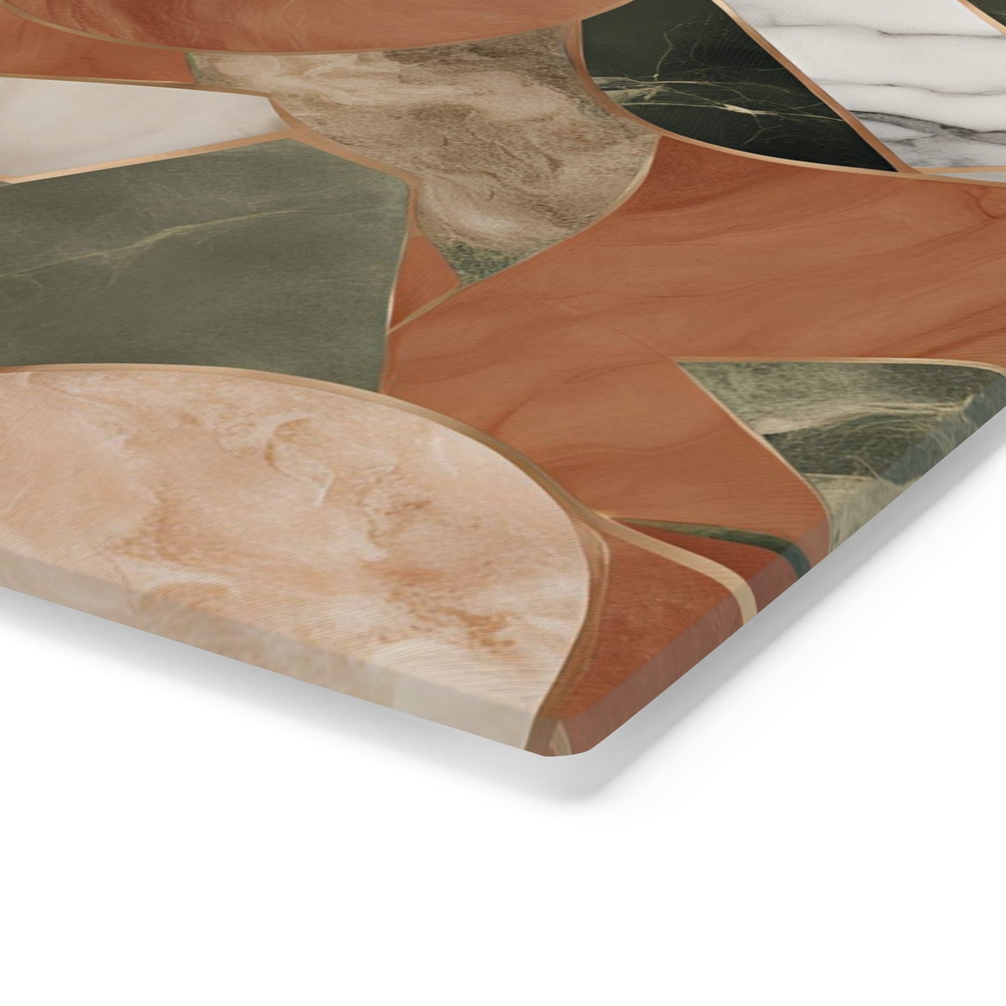 Tempered Glass Marble Cutting Board | Green-Terracotta-Beige