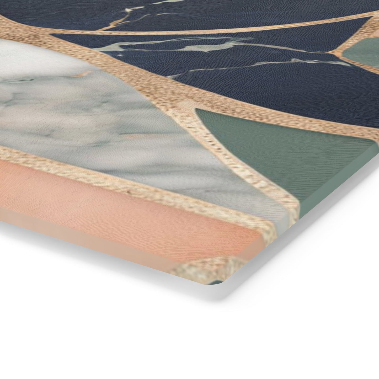 Tempered Glass Marble Cutting Board | Navy Blue-Peach-Sage