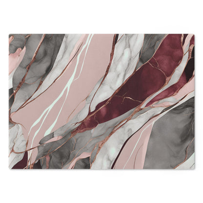 Tempered Glass Marble Cutting Board | Burgundy, Dust Pink, and Gray