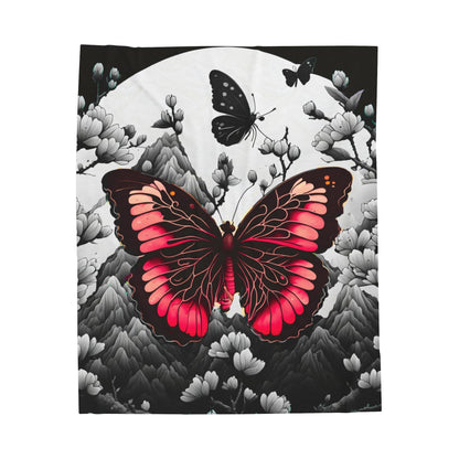 Velveteen Plush Blanket - Vibrant Butterfly Design