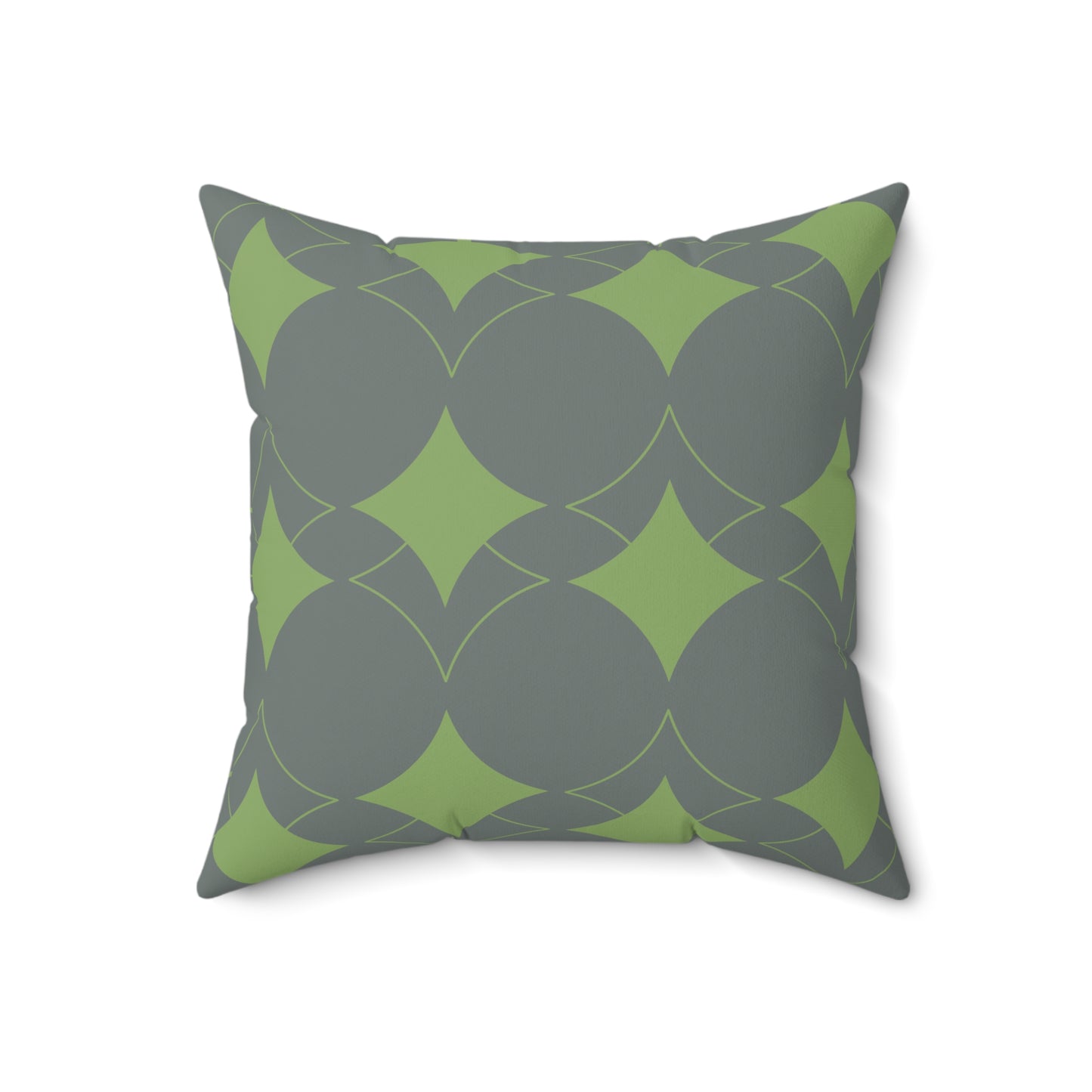 Decorative Pillow Cover | Modern Geometric Green and Gray Diamond Design