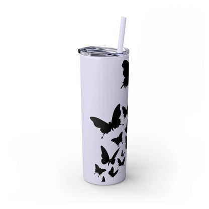 Tumbler with Black Butterflies Graphic Design, 20oz