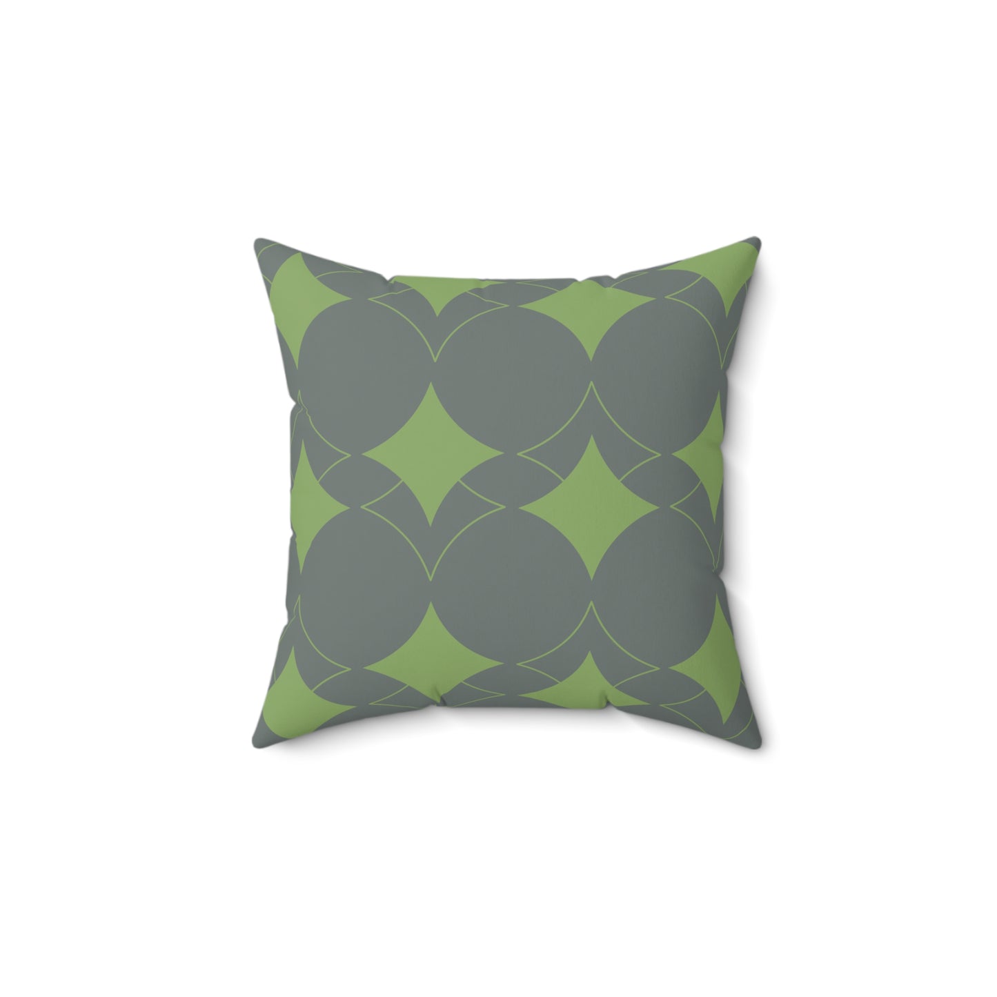 Decorative Pillow Cover | Modern Geometric Green and Gray Diamond Design