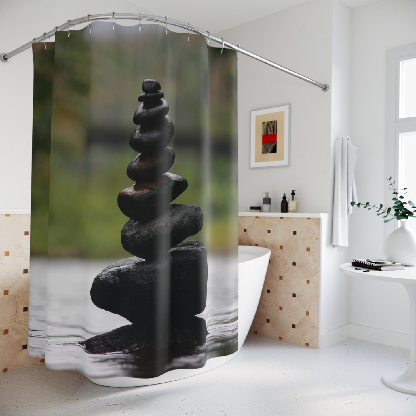 Zen Stone Stack Shower Curtain