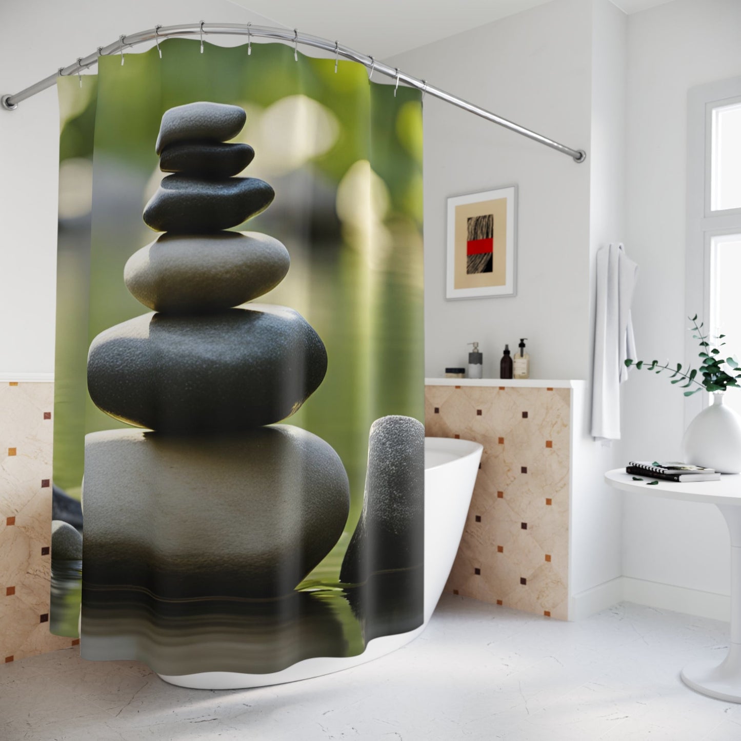 Serenity Stone Balance Shower Curtain