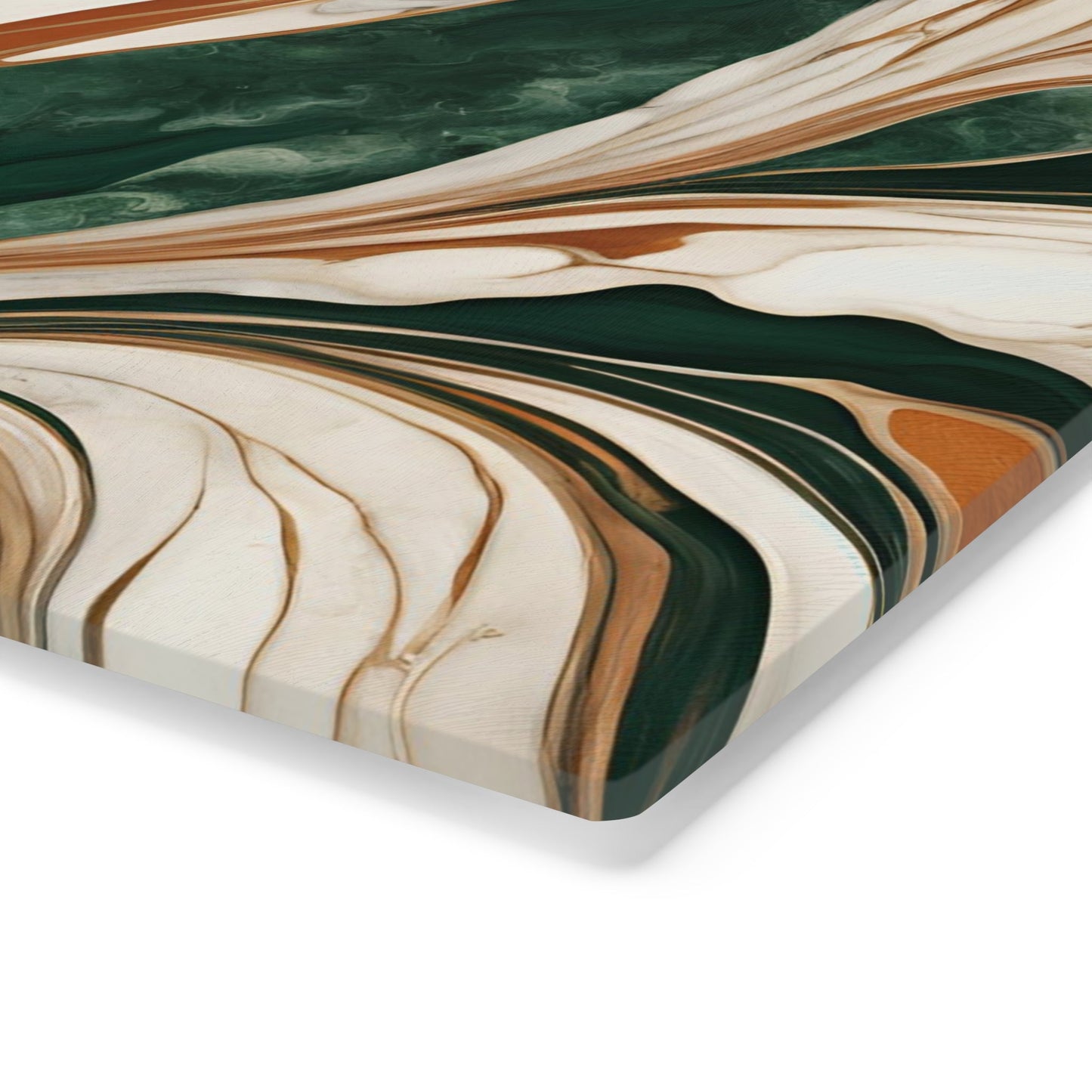 Tempered Glass Marble Cutting Board | Forest Green-Burnt Orange-Cream