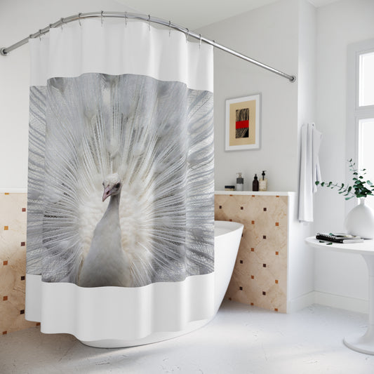 White Peacock Shower Curtain