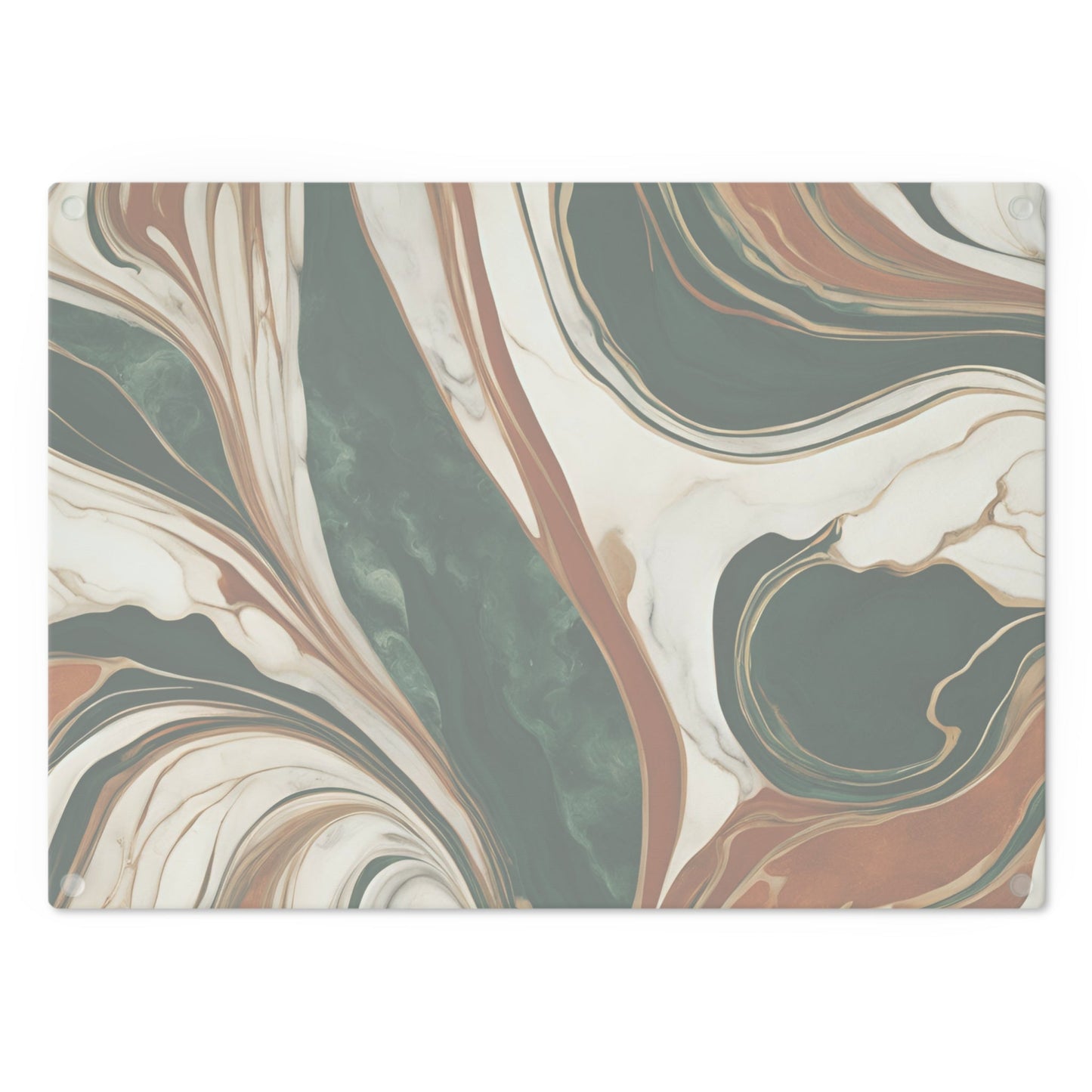 Tempered Glass Marble Cutting Board | Forest Green-Burnt Orange-Cream