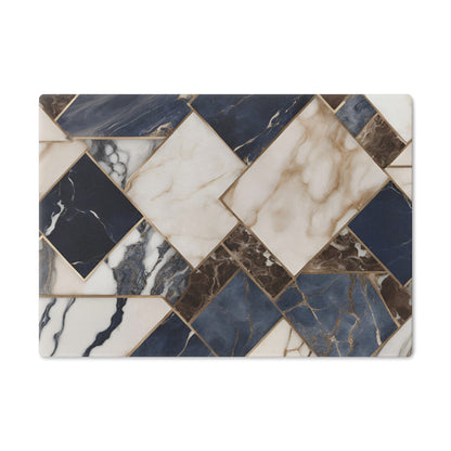 Tempered Glass Marble Cutting Board | Blue-Brown-Cream