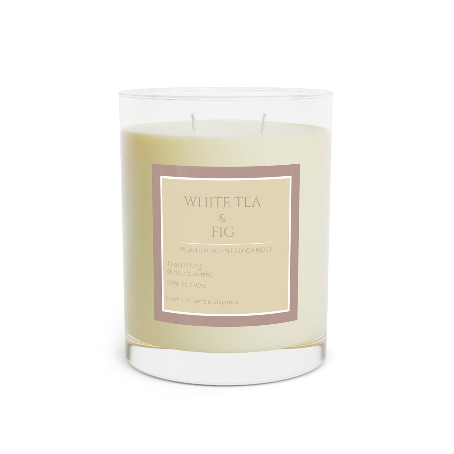 White Tea & Fig Scented Candle - Full Glass, 11oz