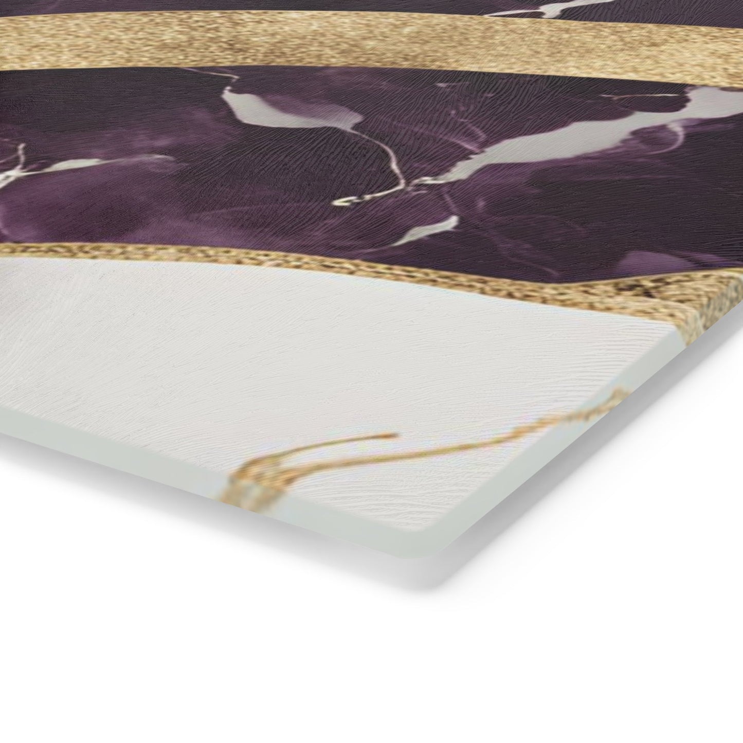 Tempered Glass Marble Cutting Board | Plum-Gold-Ivory