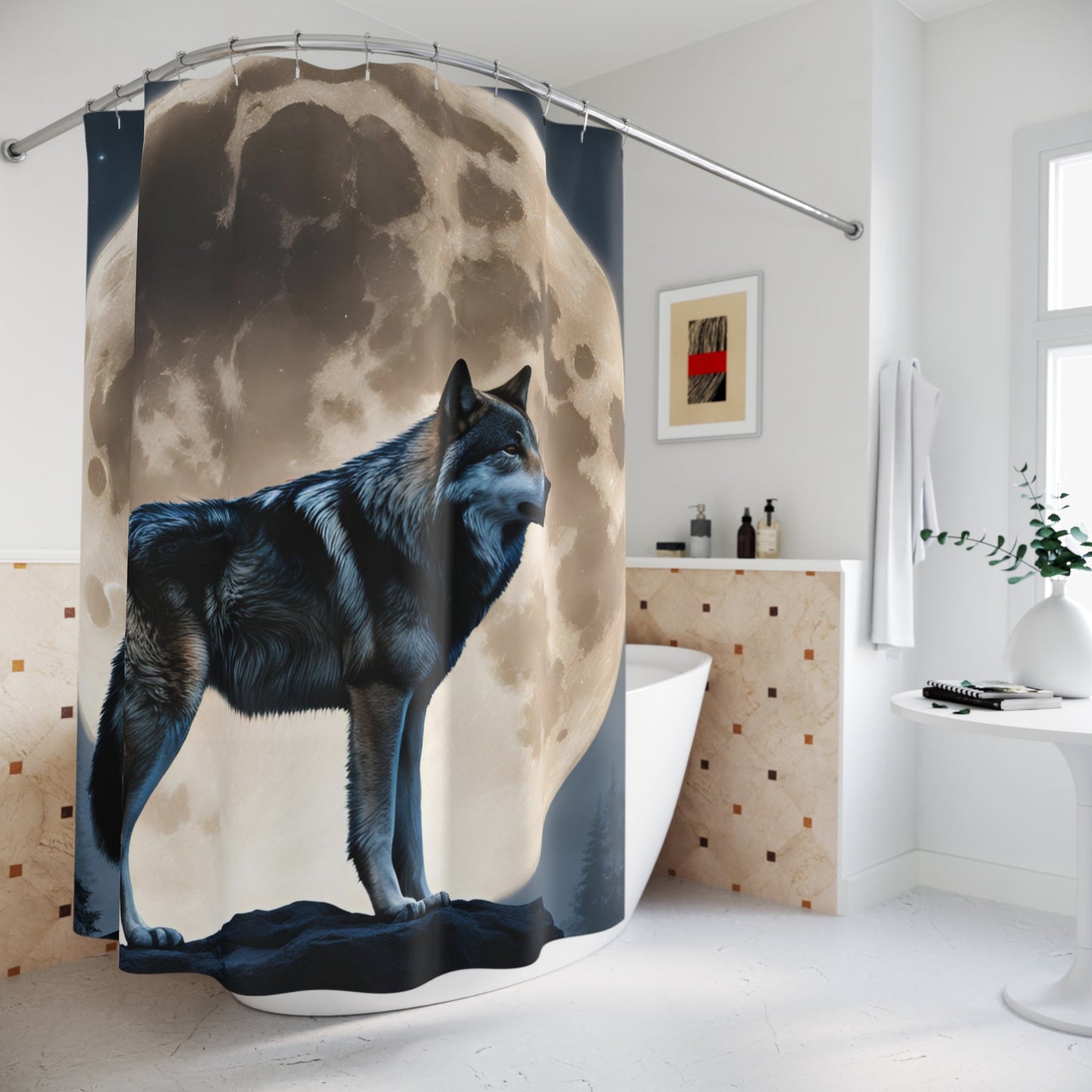 Lunar Wolf Shower Curtain