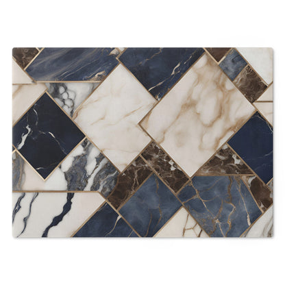 Tempered Glass Marble Cutting Board | Blue-Brown-Cream