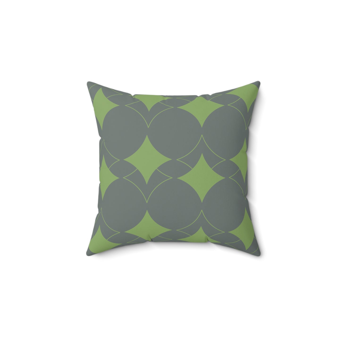 Decorative Pillow Cover | Modern Geometric Green and Gray Diamond Design