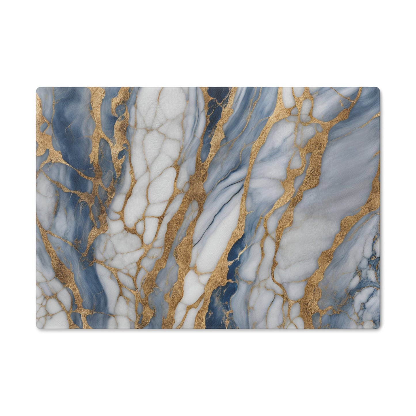 Tempered Glass Marble Cutting Board | Blue-White-Gold