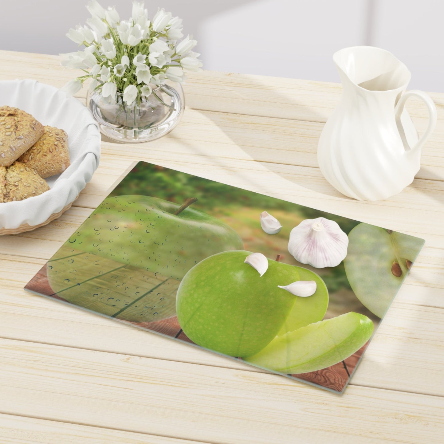 Green Apple Tempered Glass Cutting Board