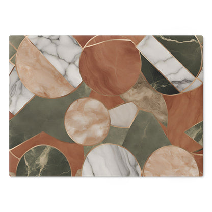 Tempered Glass Marble Cutting Board | Green-Terracotta-Beige