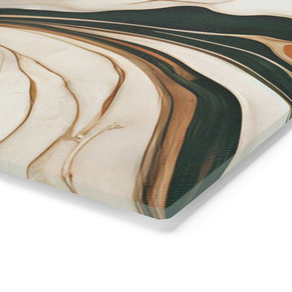 Tempered Glass Marble Cutting Board | Forest Green-Burnt Orange-Cream