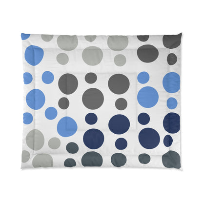 Comforter | Modern Circles Pattern in Shades of Gray and Blue