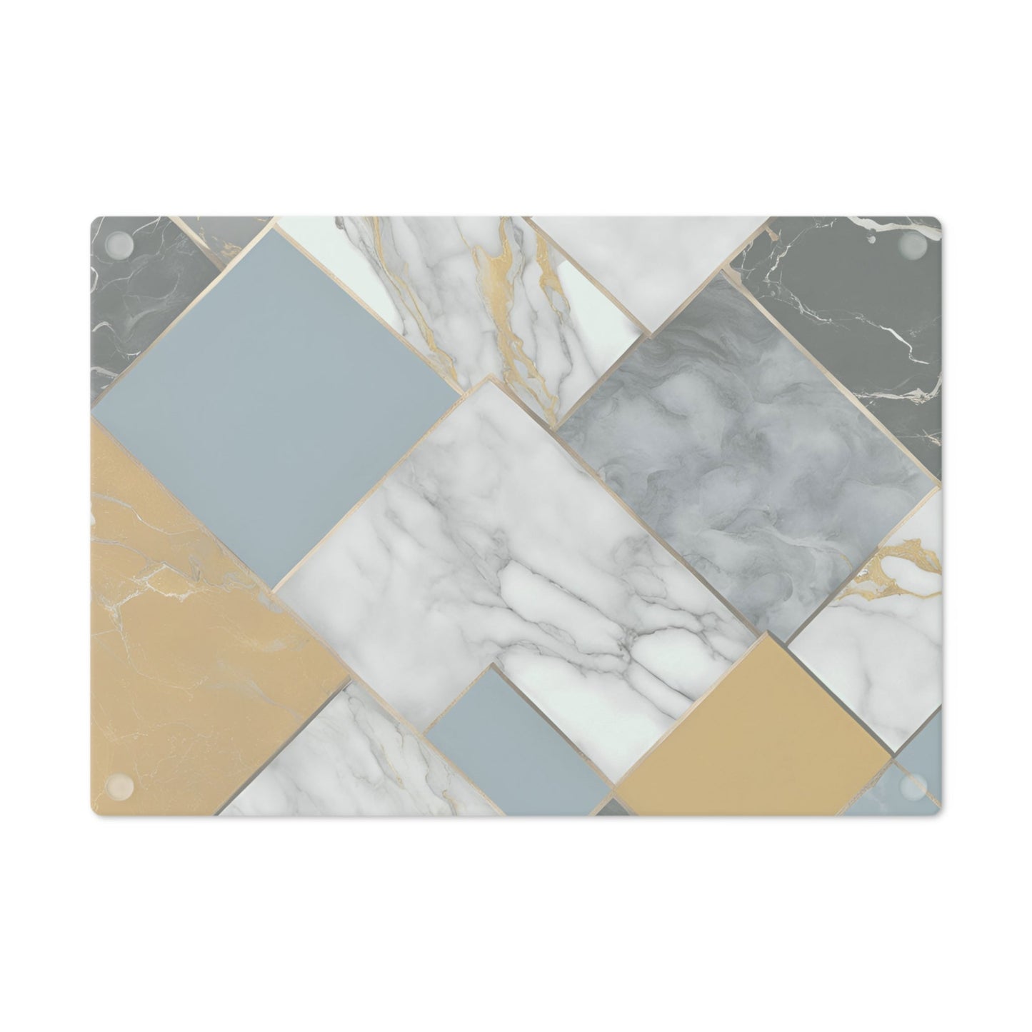 Tempered Glass Marble Cutting Board | Powered Blue-Mustard Yellow-Charcoal