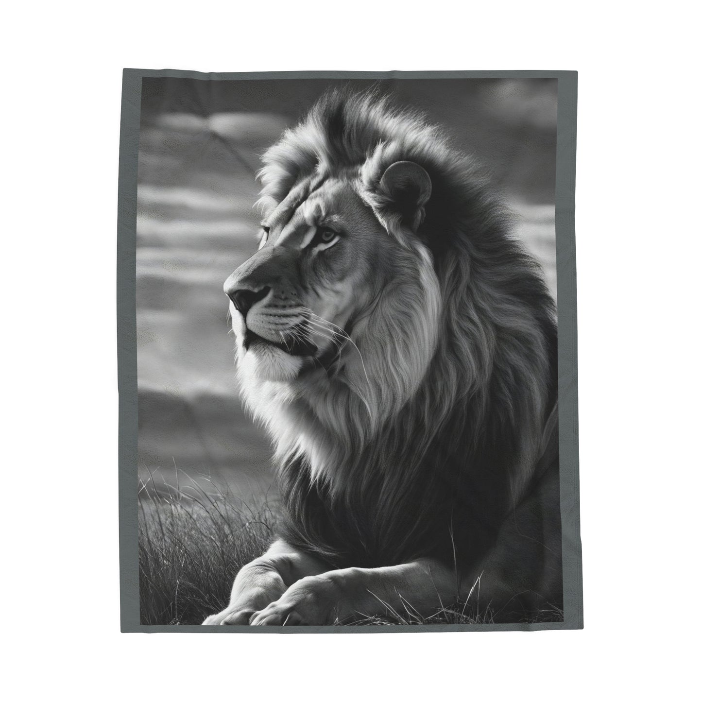 Monochrome Lion | Velveteen Plush Blanket