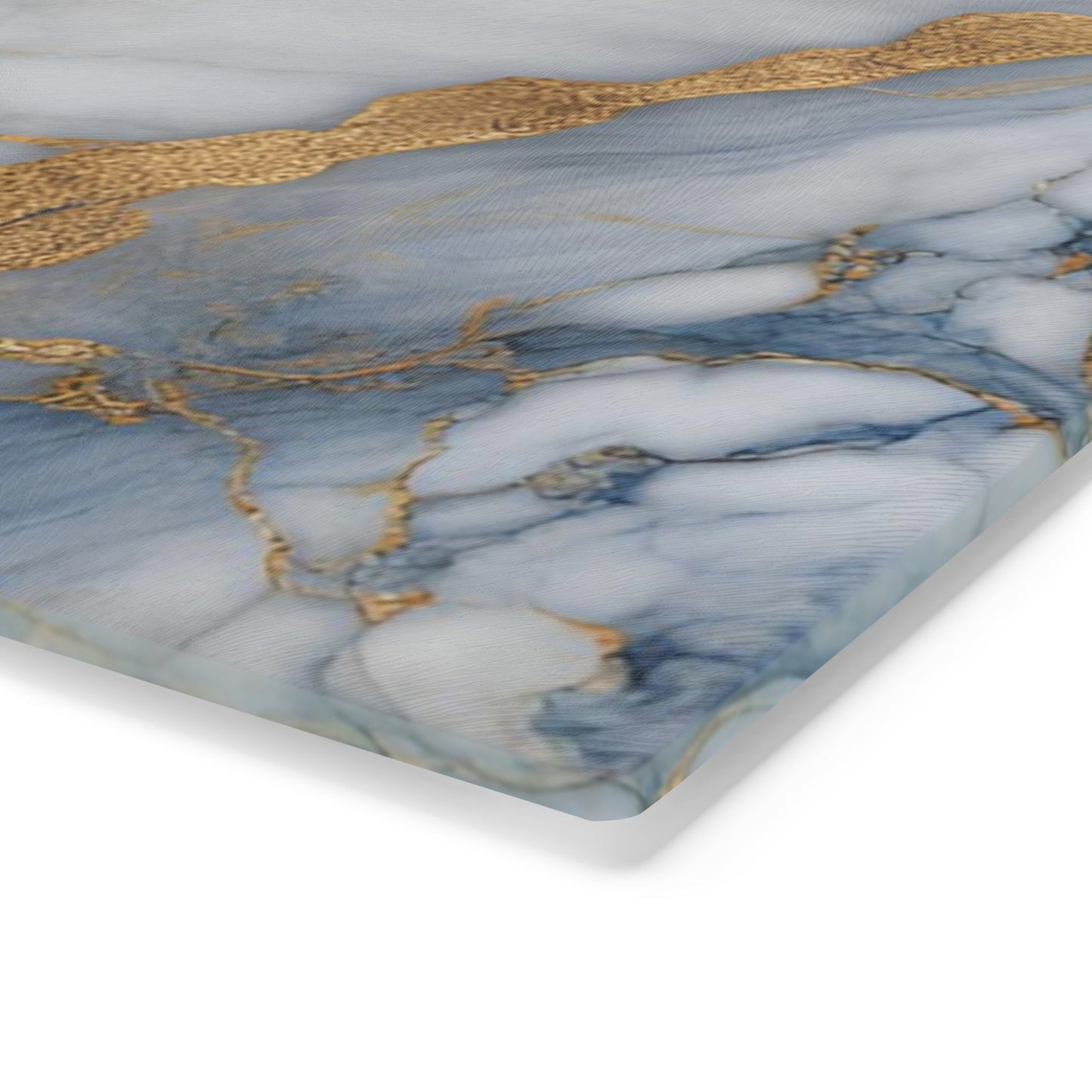 Tempered Glass Marble Cutting Board | Blue-White-Gold