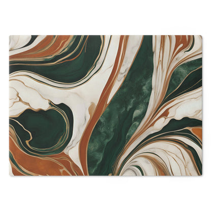 Tempered Glass Marble Cutting Board | Forest Green-Burnt Orange-Cream