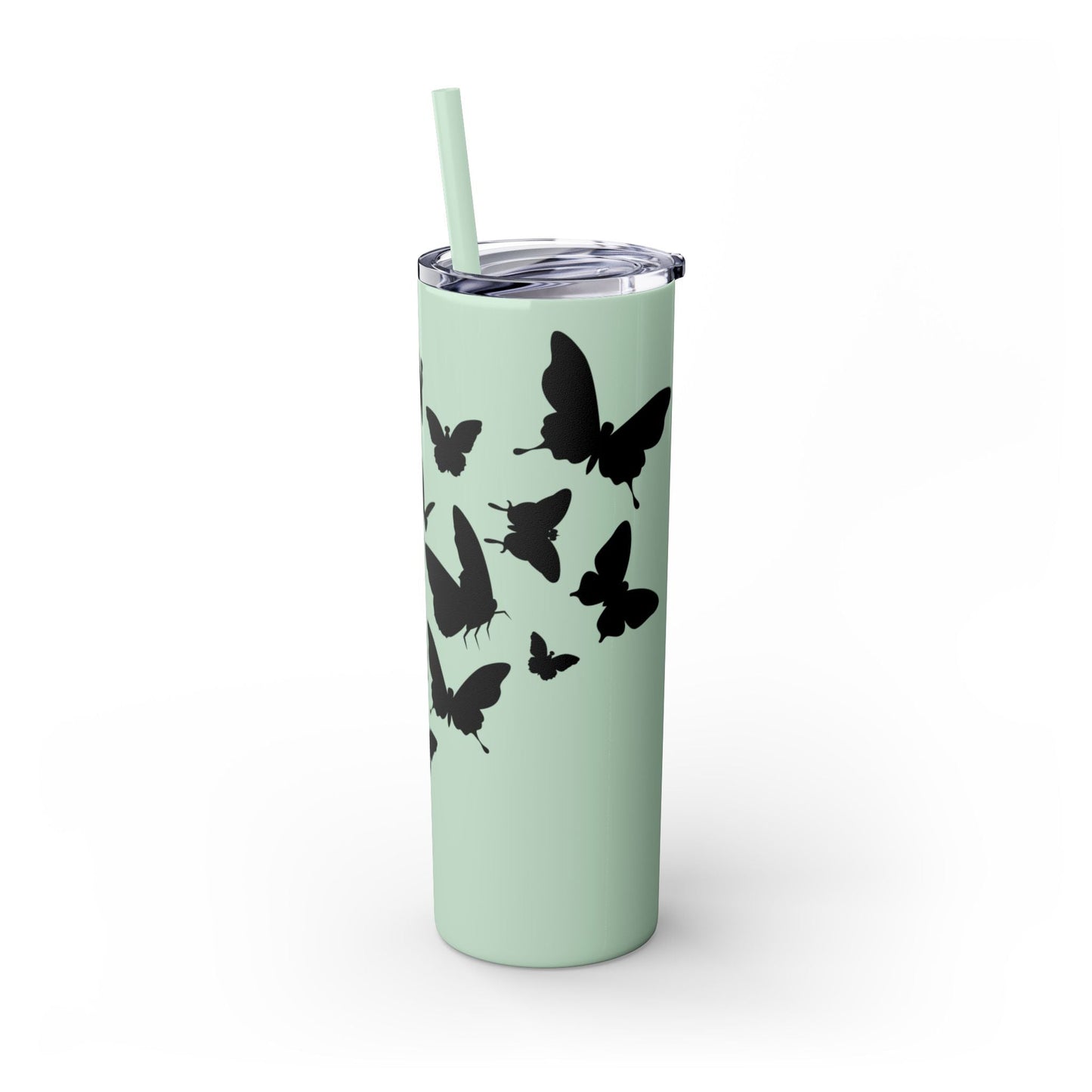 Tumbler with Black Butterflies Graphic Design, 20oz