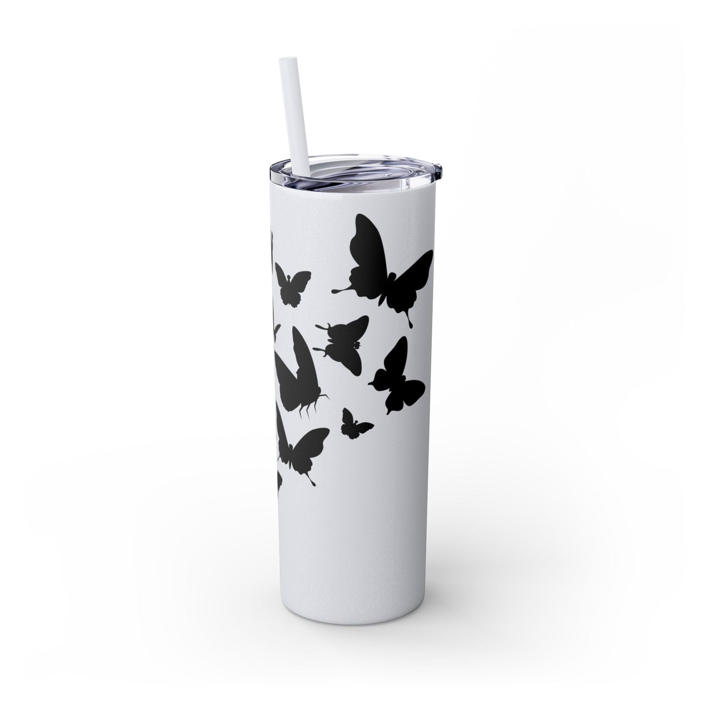 Tumbler with Black Butterflies Graphic Design, 20oz