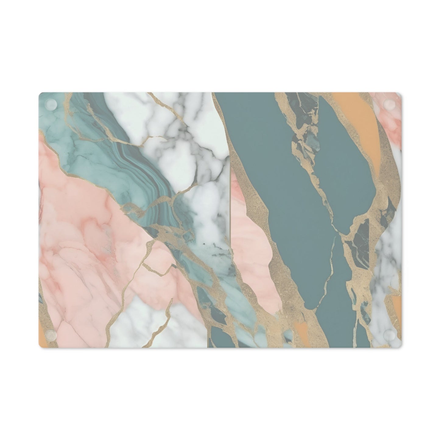 Tempered Glass Marble Cutting Board | Teal-Coral-Mustard Yellow