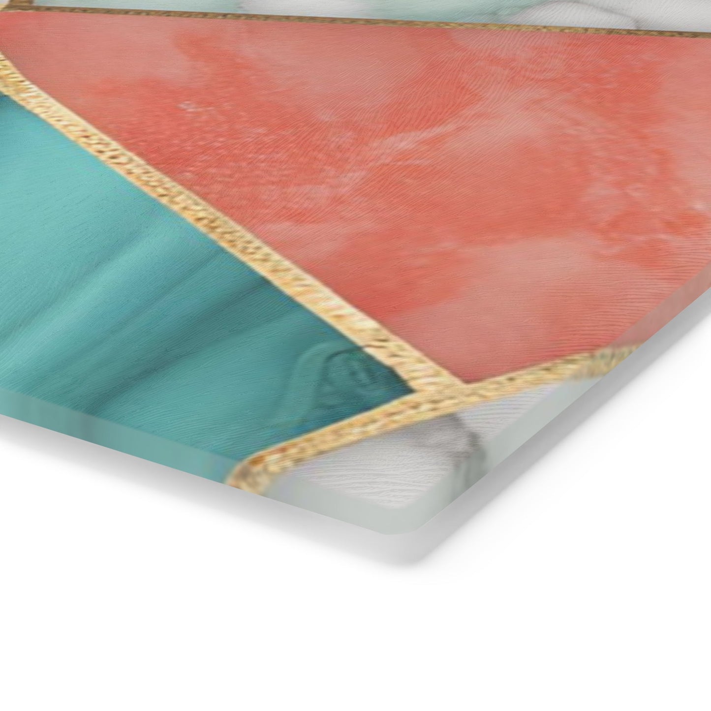 Tempered Glass Marble Cutting Board | Turquoise-Coral-White