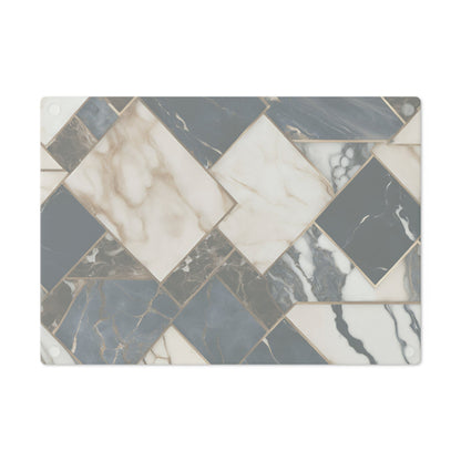 Tempered Glass Marble Cutting Board | Blue-Brown-Cream