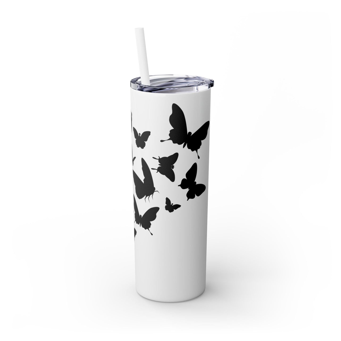 Tumbler with Black Butterflies Graphic Design, 20oz