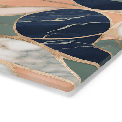 Tempered Glass Marble Cutting Board | Navy Blue-Peach-Sage