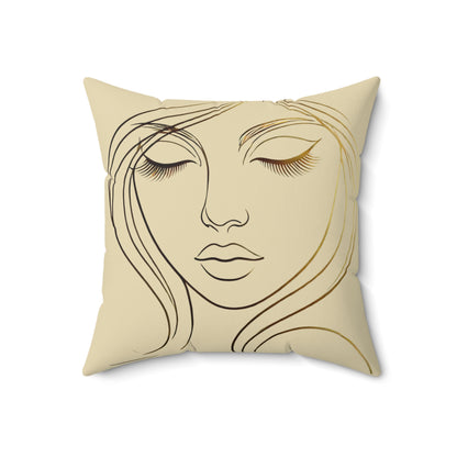 Gold Line Art Spun Polyester Pillow