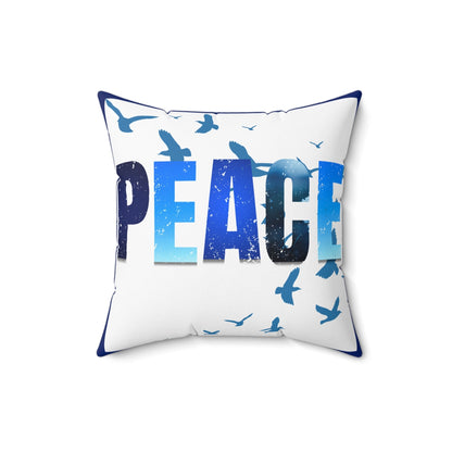 Peace Square Pillow with Birds