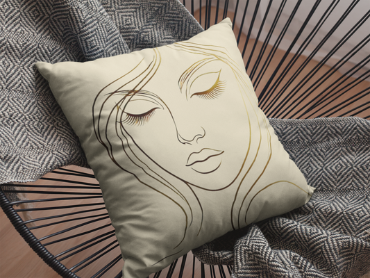 Gold Line Art Spun Polyester Pillow