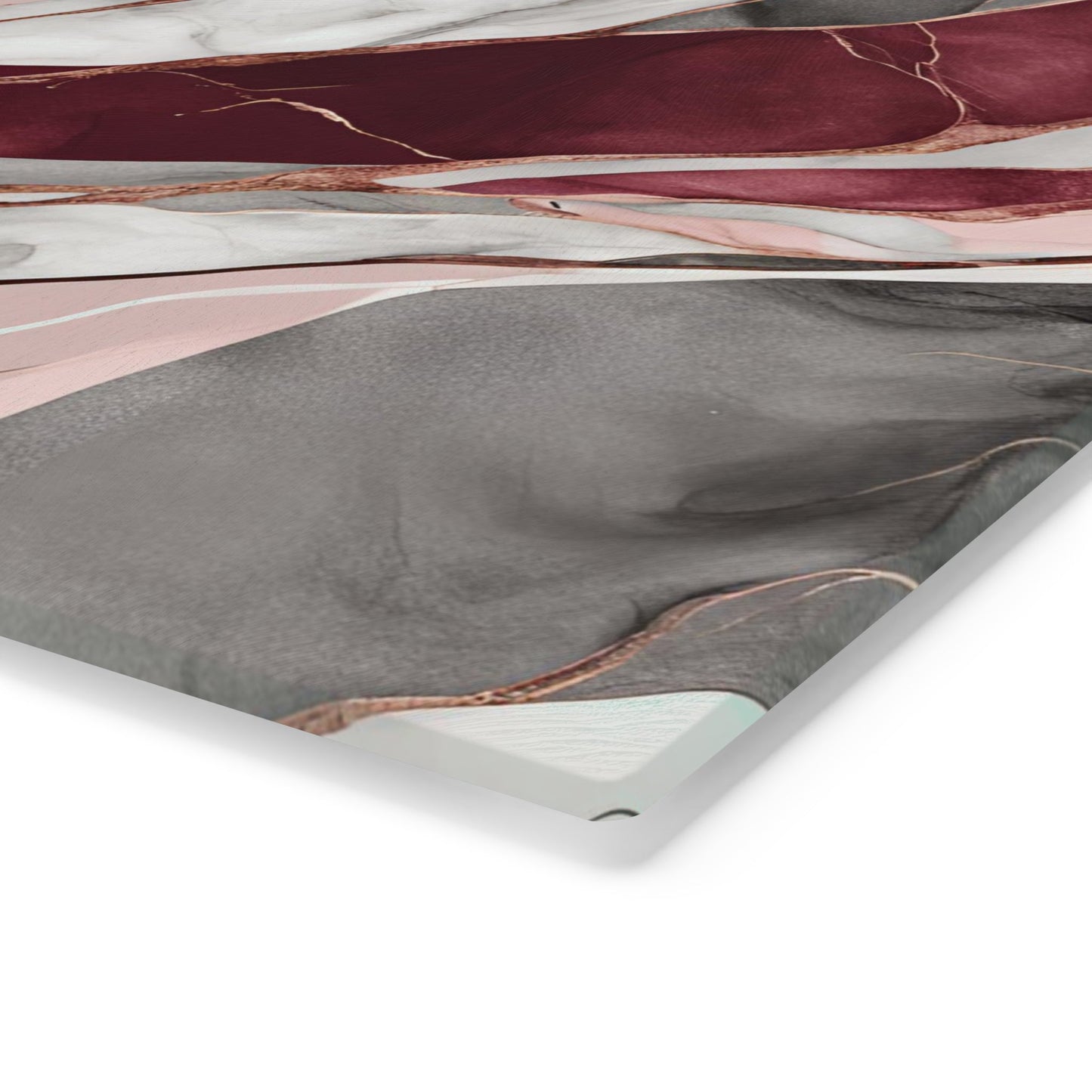 Tempered Glass Marble Cutting Board | Burgundy, Dust Pink, and Gray